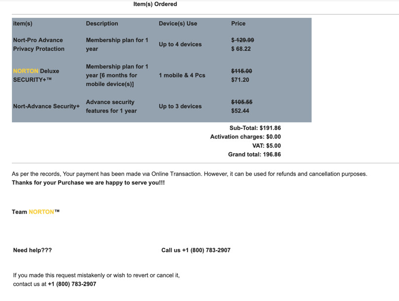 Example Spam Message